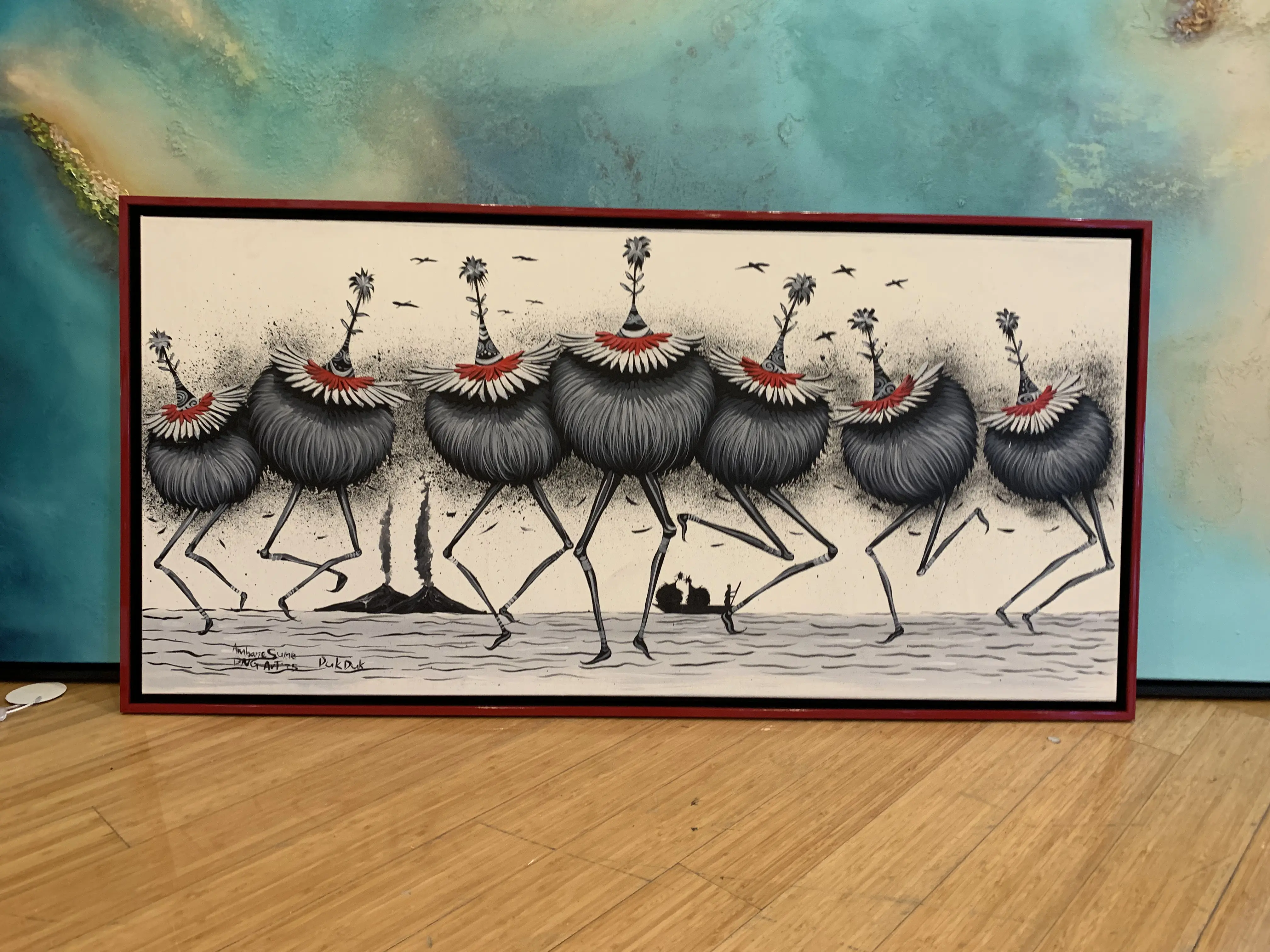 Framed emu artwork