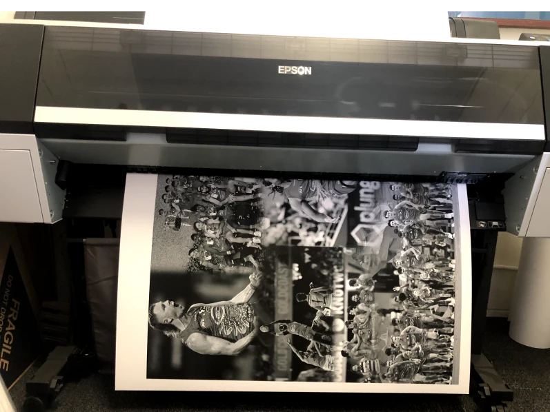 Our Specialised printer, printing a background for a frame.