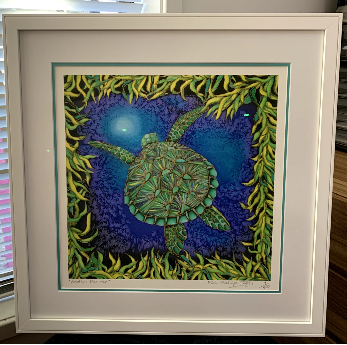 Print of a turtle surrounded by sea grass